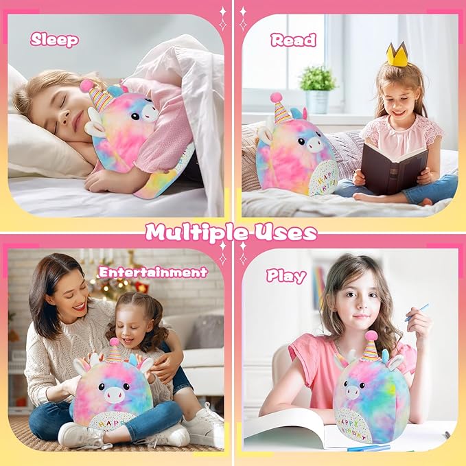Cow Stuffed Animal Cow Plush Toys 14 Inch Soft Unicorn Plushies Pillow Cute Rainbow Plushies Room Decoration Birthday Gifts for Kids Toddlers Girls and Boys