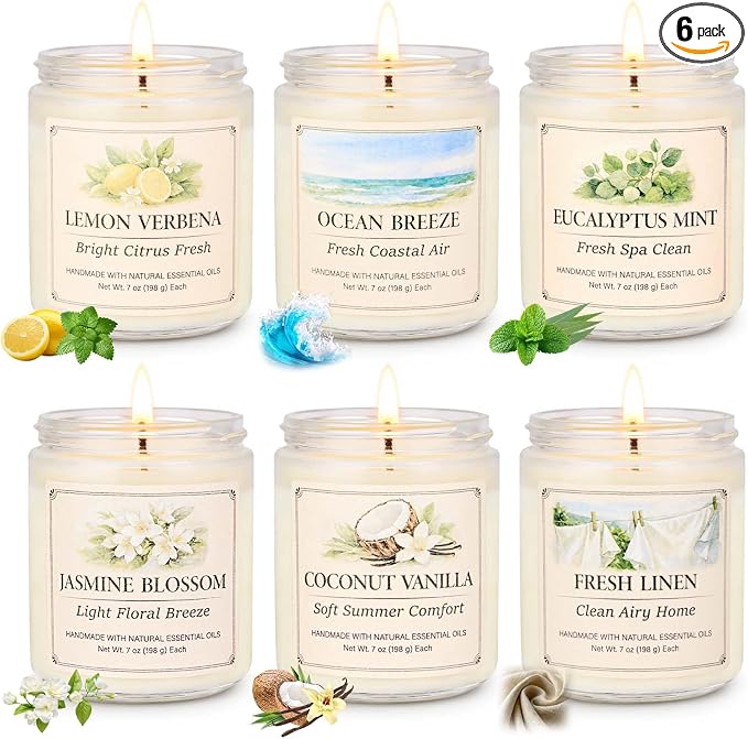 YINUO LIGHT 6 Pack Scented Candles Gift Set, 42 oz Soy Wax Glass Jar Candles for Home, Up to 300 Hour Burn, Aromatherapy Candle Set, Birthday Housewarming Gifts for Women Mom