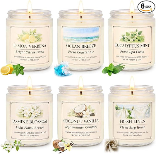 YINUO LIGHT 6 Pack Scented Candles Gift Set, 42 oz Soy Wax Glass Jar Candles for Home, Up to 300 Hour Burn, Aromatherapy Candle Set, Birthday Housewarming Gifts for Women Mom