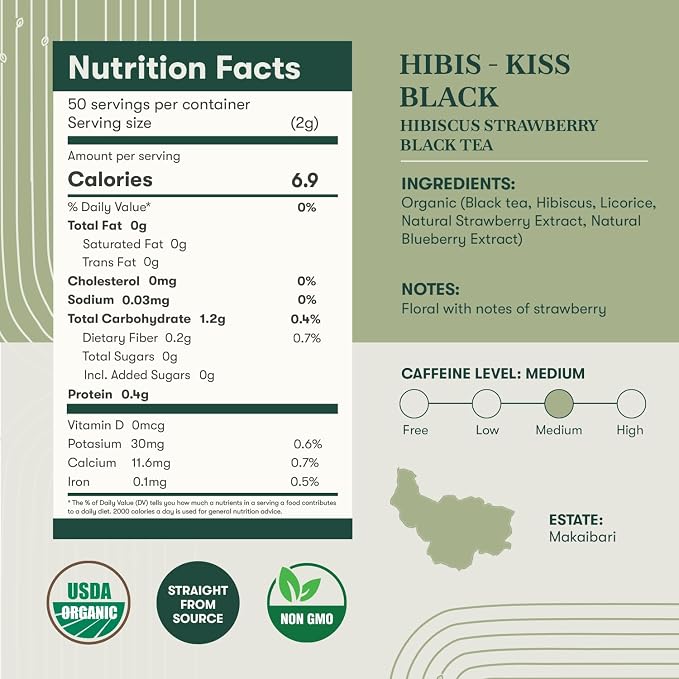 Luxmi Estates - Hibiscus Black Tea, 100gm (3.48 Oz) loose Tea pack