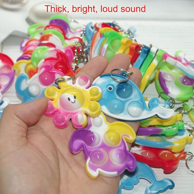 Goodangie00 Bulk Turtle Octopus Dolphin Mermaid Shark Fish Ocean Mini Pop Fidget Toys for Students Prize, Summer Party Favors