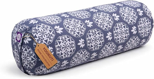 Yogikuti Iyengar Yoga Bolster for Restorative Yoga and Meditation – Lightweight Cotton Support Pillow with Handle for Easy Carry, Versatile for Pose Modification, Balance, Back Relief, and Relaxation