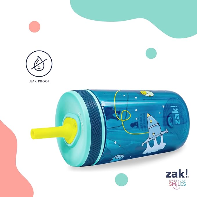 Zak Designs St. Jude Kelso Toddler Tumblers For Travel or At Home, 15oz 2-Pack Durable Plastic Sippy Cups With Leak-Proof Design is Perfect For Kids (Floral and Cactus)