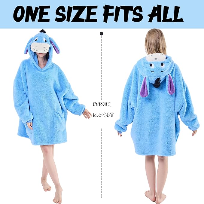 NEWCOSPLAY Wearable Blanket Hoodie Sherpa Hoodie Blanket for Women Men Warm Oversized Sweatshirt with Pockets