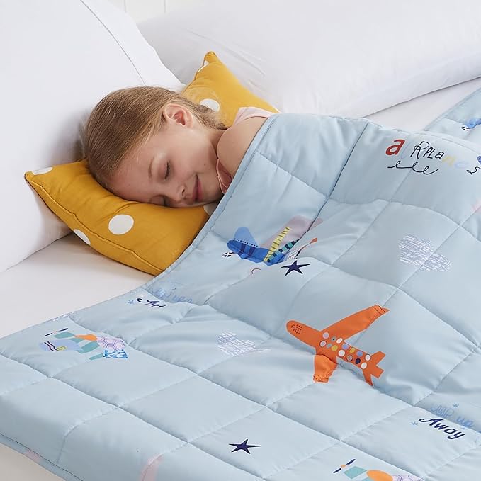 Weighted Blanket - 5 lbs Blue Airplane Heavy Blanket - Small Size Breathable Lap Blanket(36"x48", 5 lbs)