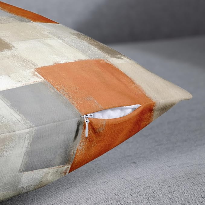 Emvency Throw Pillow Covers Set of 2, 24 x 24 Inch, Abstract Modern Orange | Painting Beige Outdoor Decorative Square Pillow Cases Couch Cushion Case for Couch Bed Sofa Living Room Home Decor