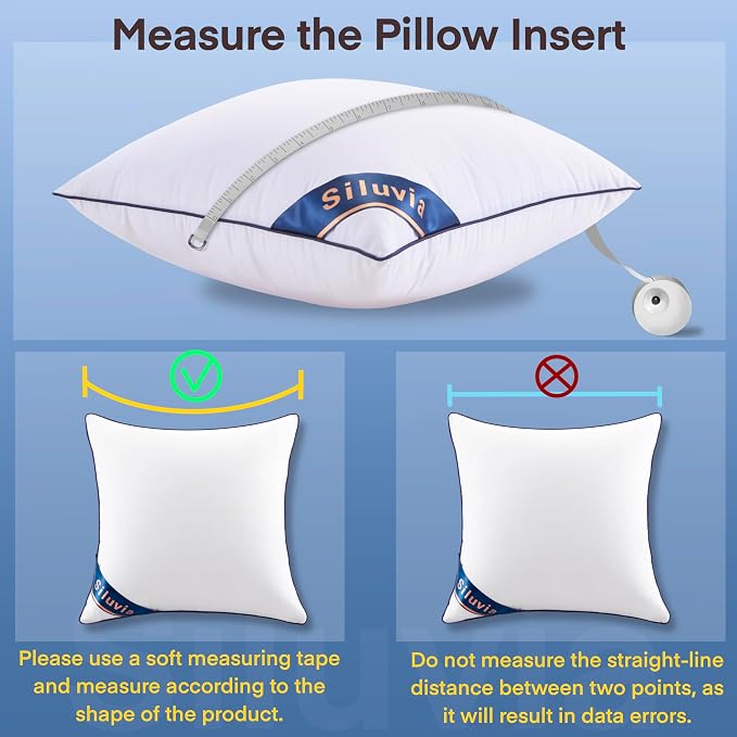 Siluvia 28x28 Down Alternative Pillow Insert 2 Pack, 100% Cotton Cover | 100% Premium Polyester Fill, Fluffy & Soft with Comfy Support - White Decorative Cushion Inserts for Couch, Sofa & Bed