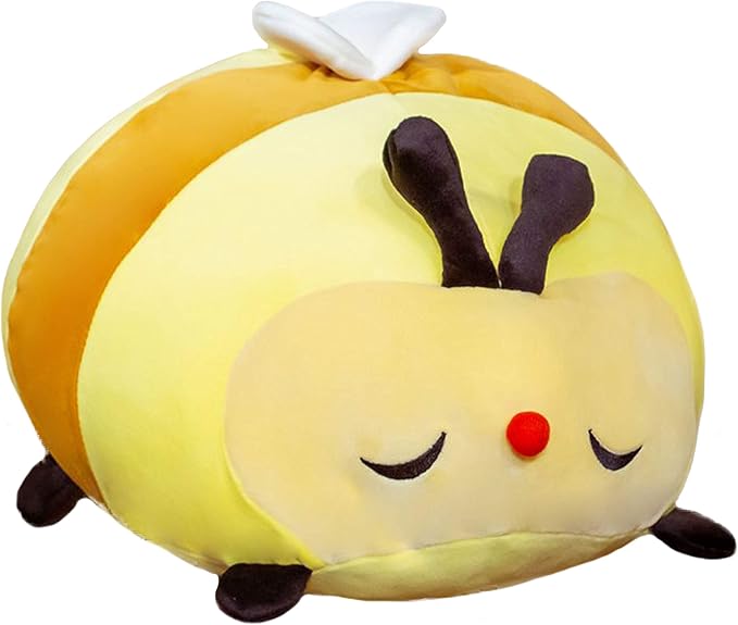 ELAINREN Cuddly Big Bee Plush Body Pillow Ultra-Soft Bumble Bee Stuffed Insect Toy Fluffy Garden Honeybee Plushie Cushion Decor Gifts/23.6''