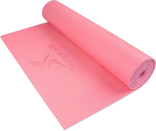 ProsourceFit Original Yoga Exercise Mat 1/4” (6mm) Thick for Comfort and Stability with Carrying Straps, Non Slip –Multiple Colors