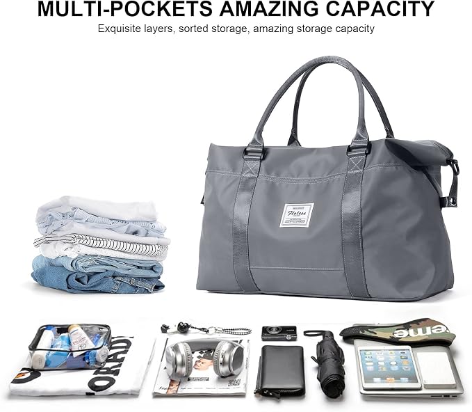 Travel Duffel Bag, Carry On Overnight Weekender Bags for Women | Travel Bag with Wet Pocket & Trolley Sleeve, For Spirit Airlines 18x14x8 Personal Item Bag