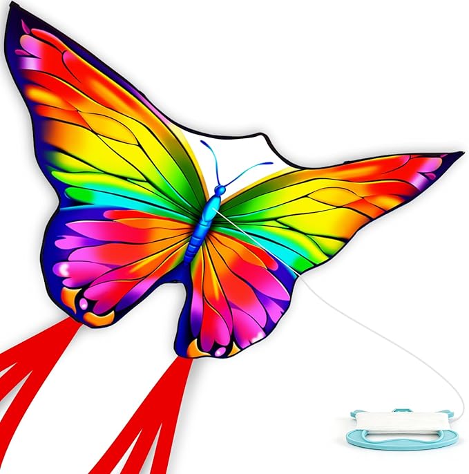 Butterfly Kites for Kids & Adults, Easy to Fly Design with Long Tail for Stability, for Kids Ages 4-8 & Beginners, Beach & Park Use | Family Outdoor Fun