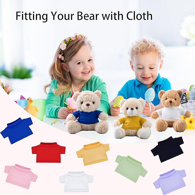 Personalized Teddy Bear Clothes with Photo Text, Custom Stuffed Animal Clothing Fit 8-16inch Stuffed Bear Clothes, Personalized Doll Clothing Make Your Own Plush Doll Shirt