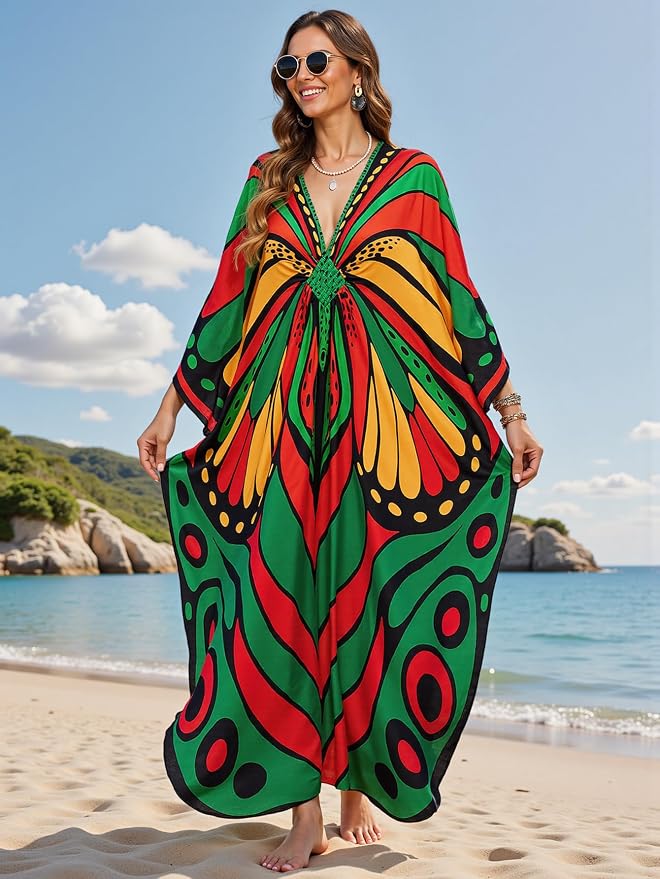 Mumu Dresses for Women Plus Size, Bohemian Kaftan Beach Cover Up Long Maxi Nightgown Soft Loungewear