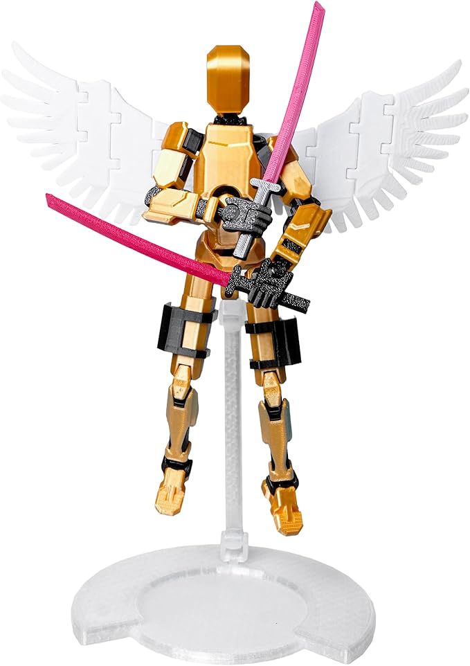 (Assembly Completed Dummy 20 Action Figure, 8.1 inches， Strong Magnetic Accessories， 8 Types of Weapons 3D Printed Robot Multi-Jointed Movable, Spider Ninja Series (Bright Gold)