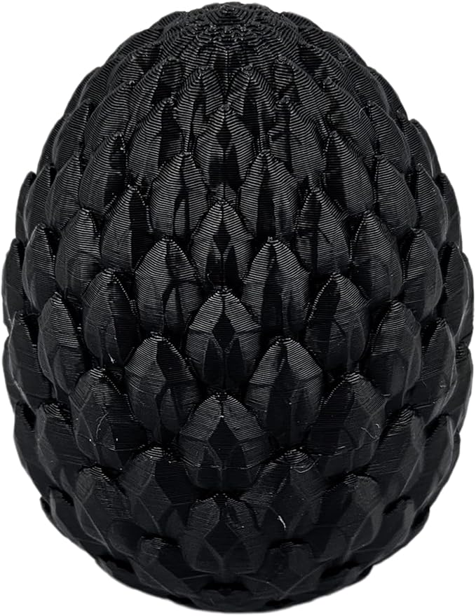Surprise Dragon Egg Articulating Gemstone Dragon Fidget Figurine - 3D Printed Dragons Flexible ADHD, Autism, Relief Anxiety - Articulated Joints (Black)