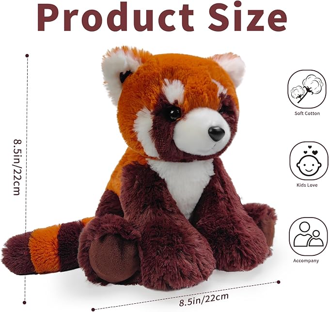 Red Panda Stuffed Animal Toy, Soft Huggable Red Panda Plush Toys for Kids, Cute Stuffed Animals Gift for Boys Girls and Toy for 1-3 Toddlers -8.5 Inch
