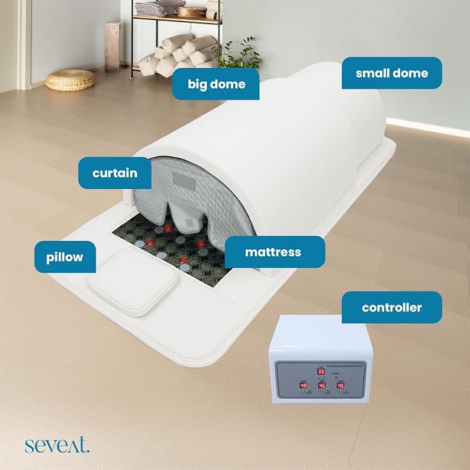 Portable Infrared Sauna Dome | 1300W Power | Near-Zero EMF | Full-Body Dry Sauna with Therapeutic Jade Stones | Home Wellness & Relaxation (White)
