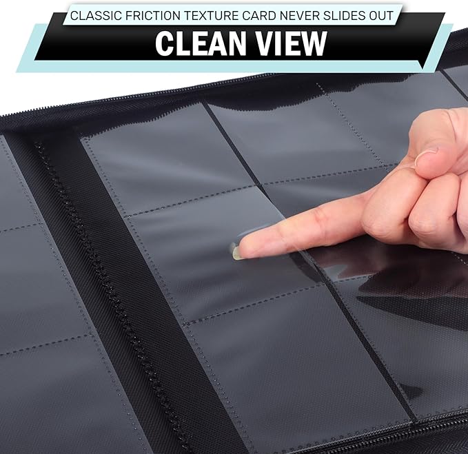 12 Pocket Card Binder, Zipper Trading Card Binder, 720 Large Capacity Side Loading Non-Ring Card Album, Double Sided Acid-Free Card Protector Binder, Card Collection for TCG, MTG, Sport Card, Teal