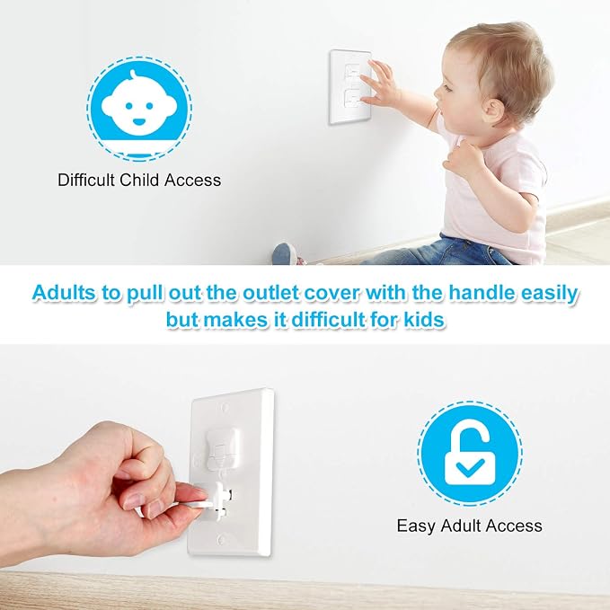 Mom's Choice Gold Awards Winner - Outlet Covers with Hidden Pull Handle Baby Proofing Plug Covers (45 Pack) 3-Prong Child Safety Socket Covers Electrical Outlet Protectors Kid Proof Outlet Cap