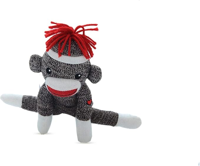 Plushland Adorable Sock Monkey 8 Inches Tall - Soft Realistic Plush Knitted Stuffed Animal Toy Gift - for Kids, Babies, Teens, Girls and Boys (Brown)