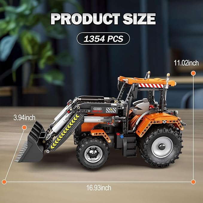 Loading Tractor Building Blocks for Adults with Remote Control - Architectural Model Kit, STEM Engineering Building Toys for Ages 18 and up (22024)