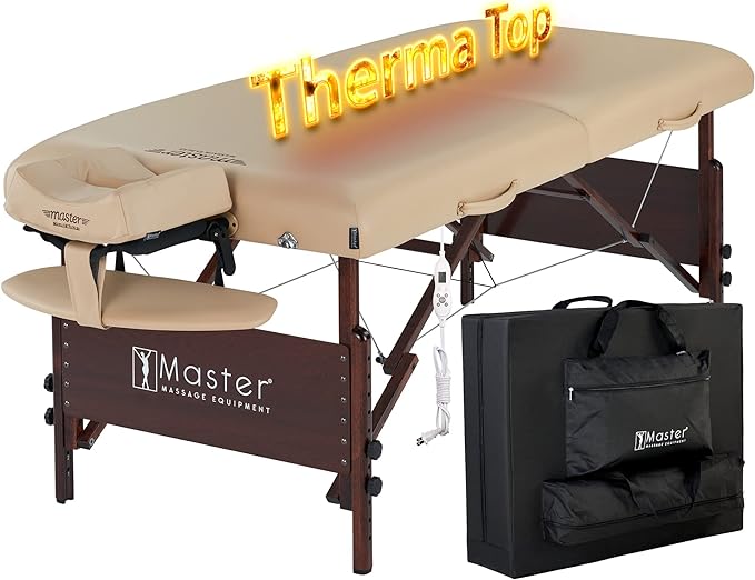 Master Massage 30" Del Ray Heated Portable Thermal-Top Massage Table Package, Foldable Spa & Tattoo Bed