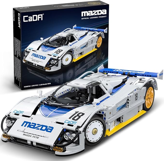 CaDA C63007W Mazda 787B Racing Car Building Blocks,1797 PCS 1:10 Licensed Supercar Technik Model Set with Rotary Engine Simulation