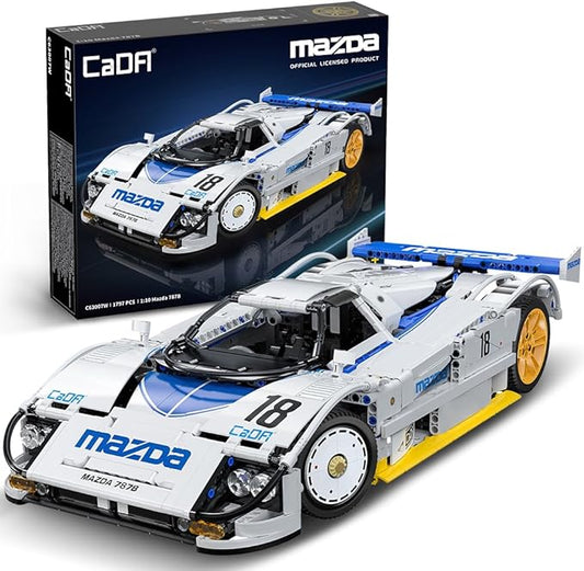 CaDA C63007W Mazda 787B Racing Car Building Blocks,1797 PCS 1:10 Licensed Supercar Technik Model Set with Rotary Engine Simulation