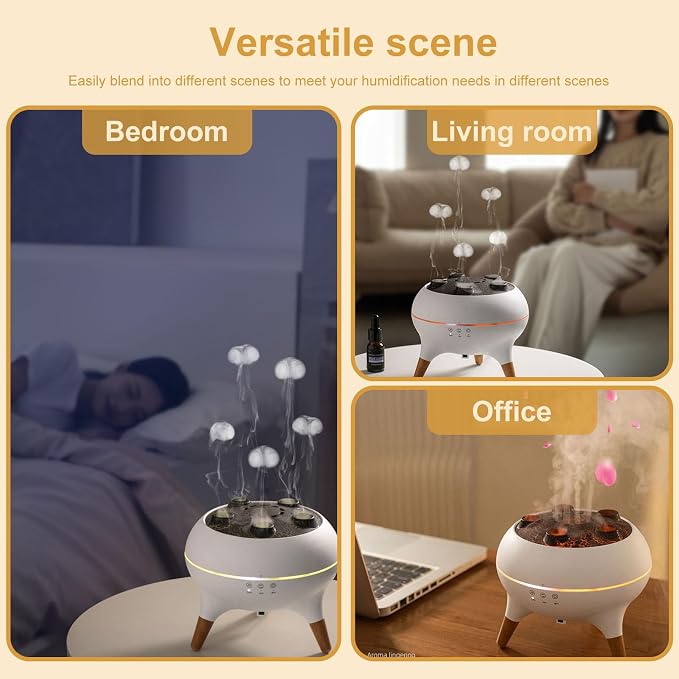 Jellyfish Diffuser, 250ML Essential Oil Diffuser Air Humidifiers Dynamic Sound Pickup Ultrasonic Aromatherapy Remote Control for Home Bedroom Office(with Remote, ETL Listed Power Adapter)