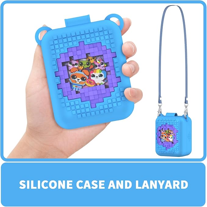 Soft Silicone Case for Bitzee Interactive Toy Digital Pet, Shockproof and Protective Carrying Case for Bitzee Interactive Electronic Pets with Lanyard (Blue)