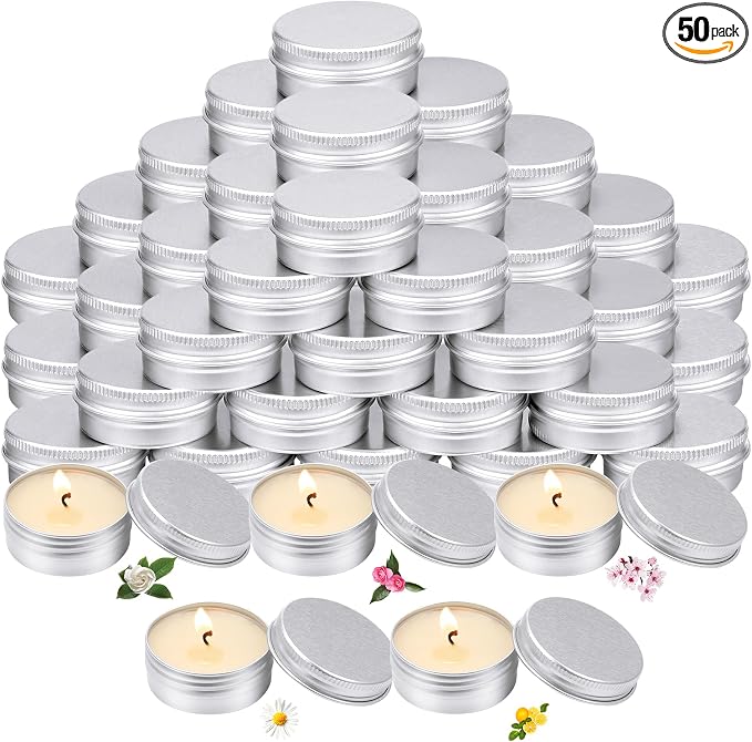 MTLEE 50 Pcs Wedding Scented Candles Gift Travel Tin Candle Aromatherapy Candle for Christmas Winter Baby Shower Favors Wedding Gifts(Gardenia,Camellia,Chamomile,Lemon & Sage,Cherry Blossom)