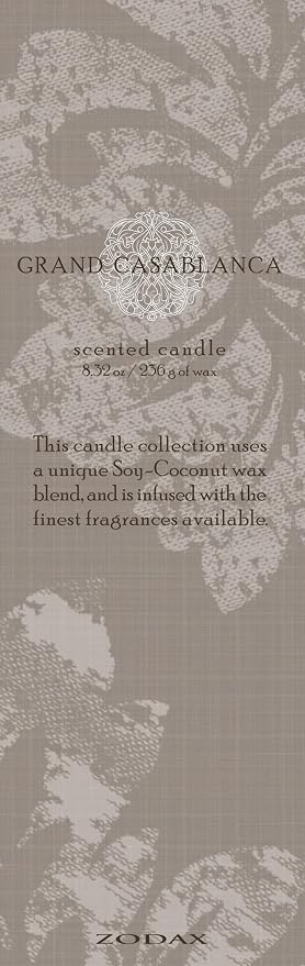 Zodax Grand Casablanca Glass Jar Scented Candle for Home Decor - Single-Wick Candle Ideal for Kitchen and Bathroom - Makes a Great Gift for Women and Men - Versailles Tuberose - 8.3 Oz.