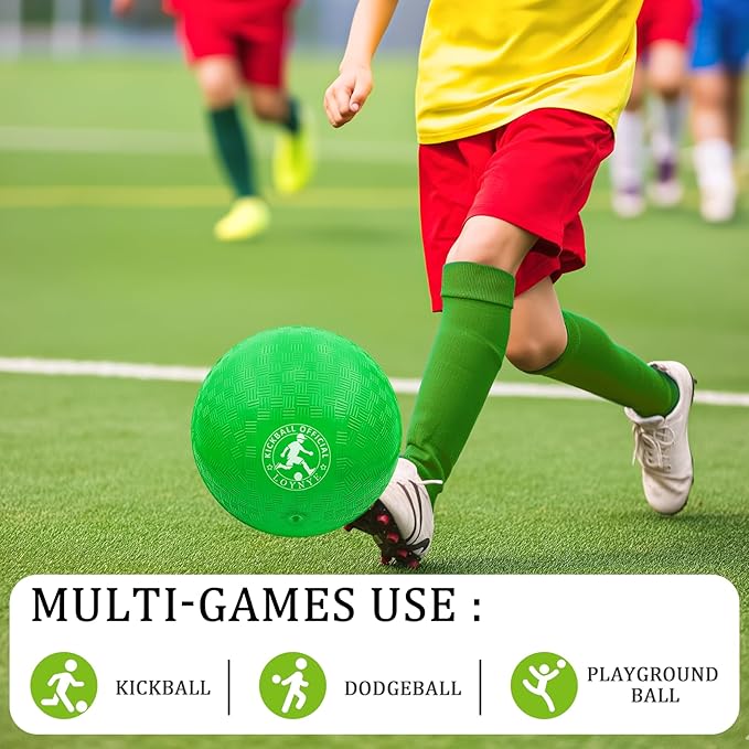 10 Inch Dodgeball Balls Playground Ball Kickball, Dodge Balls for Kids, Kickballs Handball for Indoor Outdoor Games Four Square Balls, Includes Pump