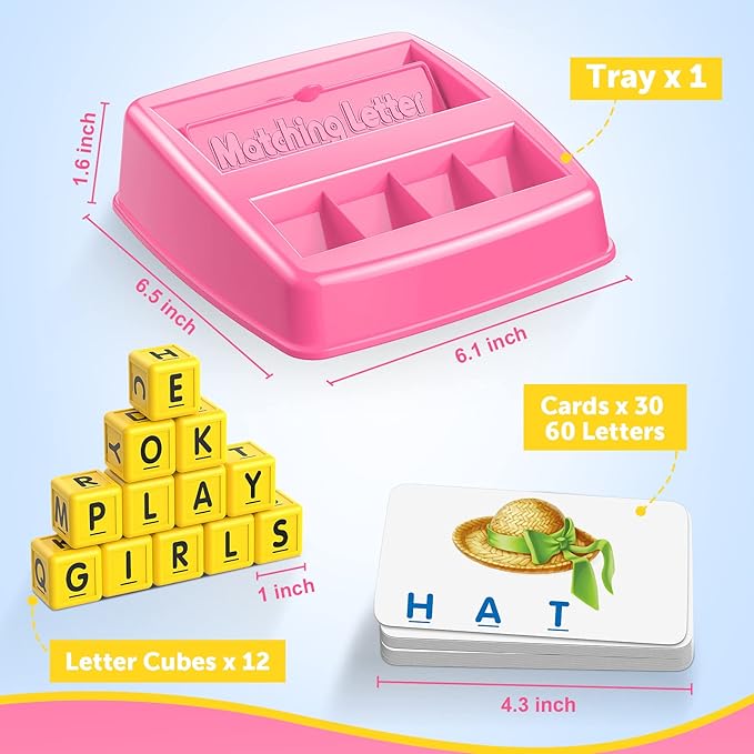 Educational Toys for 3 4 5 Year Old for Toddlers 2-4 Year Matching Letter Games for 3-5 Montessori Toys for Kids Toy for Ages 2-4 4-6 Birthday Halloween Christmas Easter Gifts for 3-5 Year Old