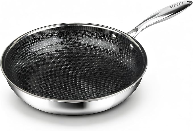 imarku 10 Inch Non Stick Frying Pans, Healthy Hybrid Ceramic Frying Pans | Stainless Steel Frying Pan for Gas, Electric, and Induction, PFOA Free, Dishwasher & Oven-Safe Non Stick Skillets