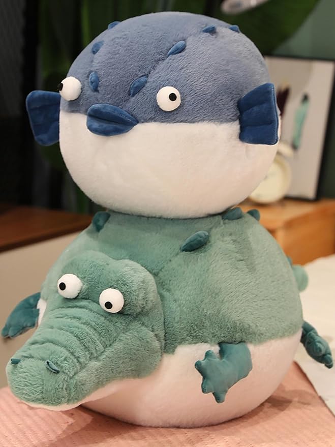 Alligator Stuffed Animal 17.7'' Funny Plush Toy, Chubby Crocodile Plush Body Pillow, Unique Fat Crocodile Stuffed Animal for Girls, Kids, Boys Birthday