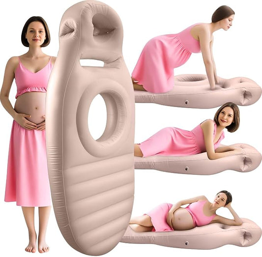 Inflatable Pregnancy Pillow with Belly & Face Opening,Full Body Maternity Airbed for Stomach Sleeping,Portable Prone Support Bed for Expecting Moms,Portable & Includes Electric Pump Gray