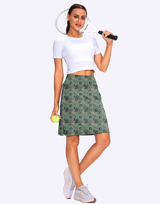 Women's 20" Knee Length Skorts Skirts UPF50+ Athletic Tennis Golf Skirt for Women Casual Summer Skirts