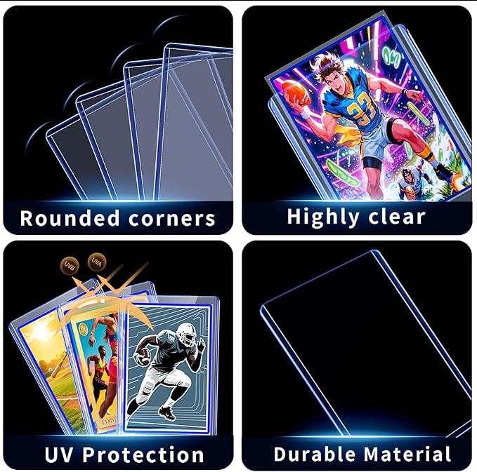 400 Card Sleeves Toploads for Cards,3" x 4" Baseball Card Protectors,Premium Standard Size Trading Hard Plastic Card Holder for Sports Football Cards(200 Hard Protectors +200 Soft Sleeves)