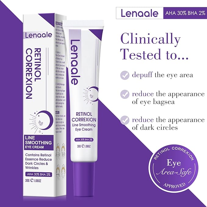 Eye Cream, Retinol Eye Cream for Dark Circles, Puffiness Anti Aging, With Hyaluronic Acid, Peptides, Caffeine Reduces Bags, 1234