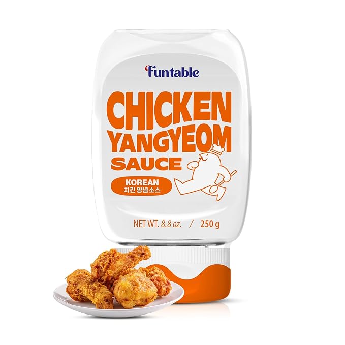 Funtable Halal Korean Fried Chicken Sauce - Sweet & Tangy, 8.8 oz | Sticky Glaze for Wings, Nuggets and BBQ; Ready-to-Use Dipping and Cooking Condiment Inspired by Authentic K-Food Flavors