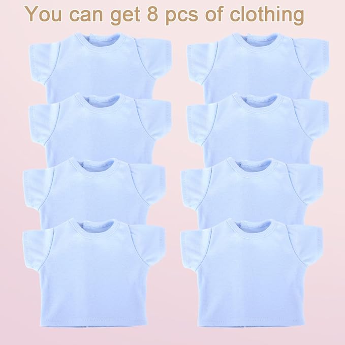 8 - Pack Light Blue Blank T - Shirts for 17 - 18 Inch Bears | Thick DIY Stuffed Animal Canvas Clothes (Blue)