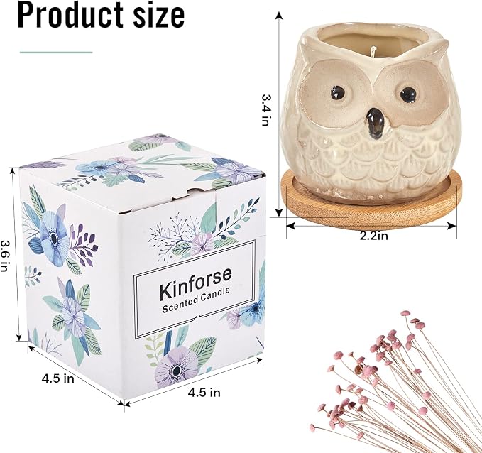Scented Candles Gifts for Women, Birthday Presents for Ladies,Owl Gifts for Women Sweet Orange Candle, Best Friend Unique Happy Birthday Bath Candle Set Gift Ideas
