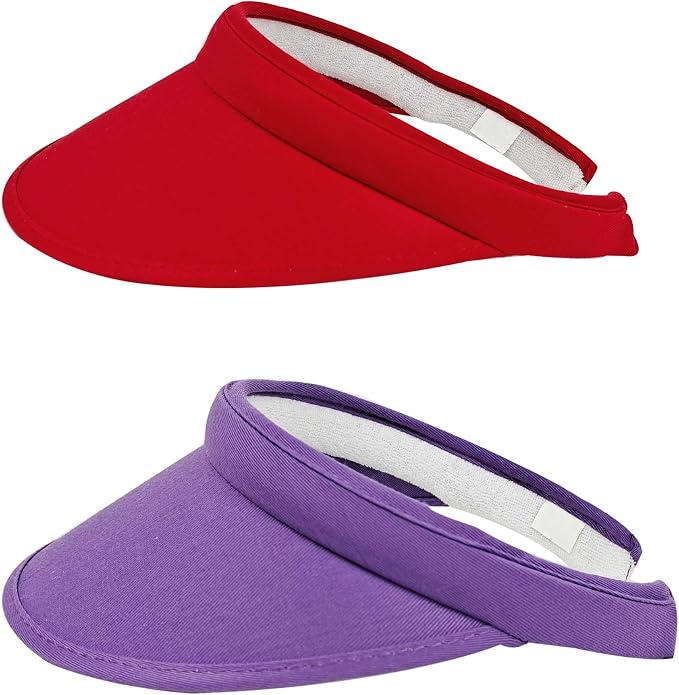 2 Pack Sun Visor Hats Women Men Clip On Wide Brim Visors Hat Outdoor Sports Golf Beach Travel Tennis Caps