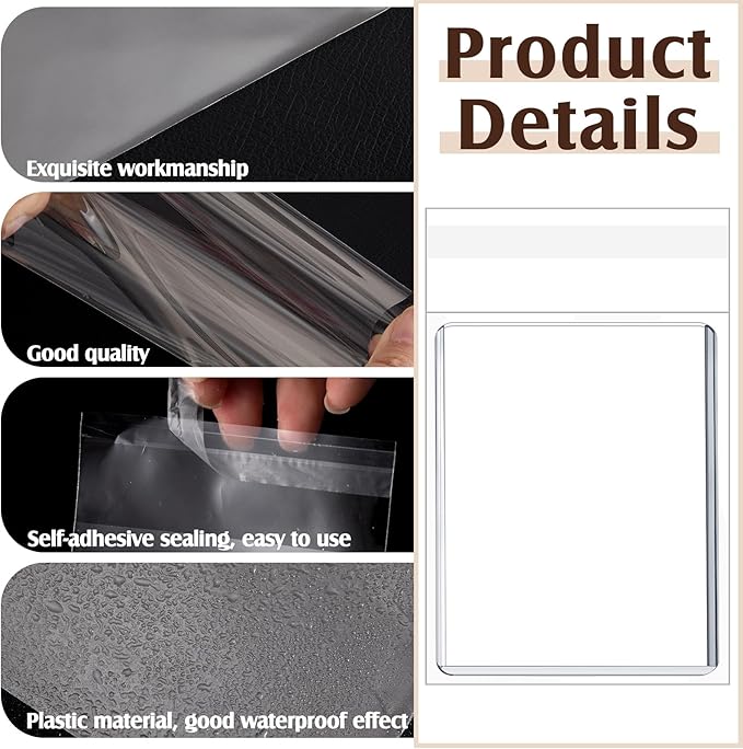 AmazingSpark 300 Pcs Resealable Team Bags for Trading Cards Holders 35-130pt, Fit Card Sleeves Sports Slabs Sleeves Plastic Collectible Slabs Protection