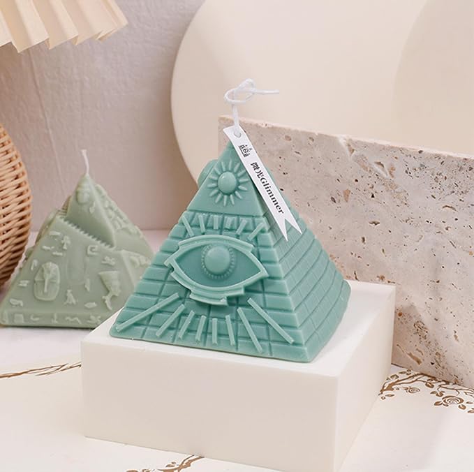 Pyramid Shape Healing Scented Candle,Eye of Providence Purify Spiritual Soy Wax Essential Oil Chakra Aroma Candle for Wedding Anniversaries Birthday Holiday Gift,Prefect for Meditation Relief-Blue