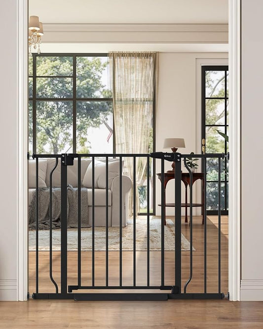 Baby Gate for Stairs & Doorways No Drilling, 29"-40" Dog Gate Indoor | Auto Close, Dual-Lock Safety, Pressure Mounted, Stroller Friendly Foot Pedal, Easy Walk Through Door, for Child & Pets, Metal