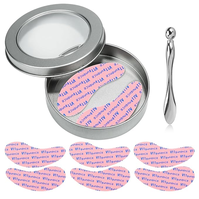 Under Eye Patches Silicone, 3 Pairs Reusable Under Eye Patches Mask Pad With Metal Cream Applicator, For Minimize Fine Lines Wrinkles, Visible Metal Case