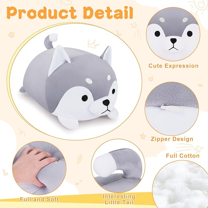 Achwishap Husky Plush,Husky Stuffed Animal-Kawaii Dog Plush Toys,13.7‘’ Cute Plushies Dog Animal Plushie Stuffed Huskie,Soft Animal Pillows for Kids Adults Boys,Plushie Birthday Gifts for Dogs Lover