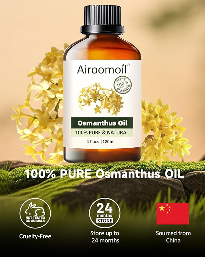 Osmanthus Essential Oil, 100% Pure Natural Osmanthus Oil, Premium Essential Oil for Diffusers, DIY Candles, Soaps, Room & Linen Sprays, Aromatherapy, Blending, 4 Fl Oz / 120ml